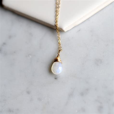 Rainbow Moonstone Teardrop Necklace – Salt City Gems