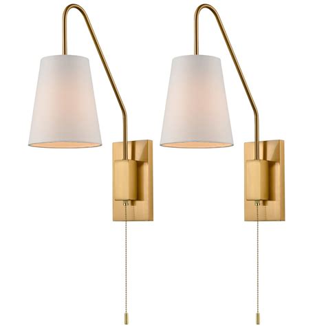Brass Modern Plug-in Wall Lamps - Set of 2 | Claxy