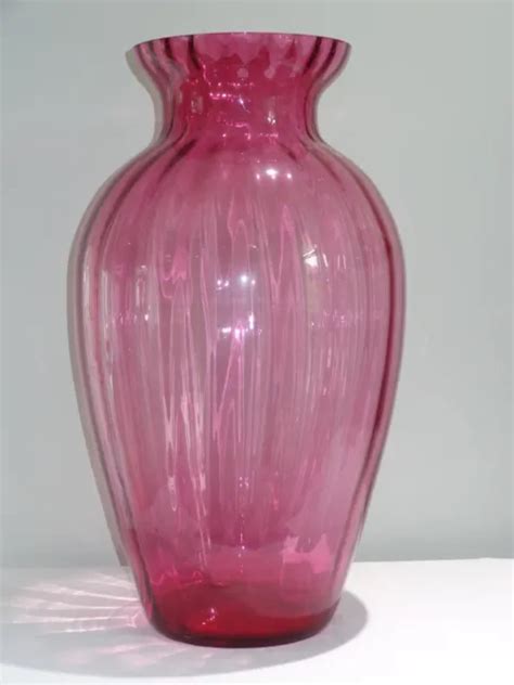 HUGE 24& PILGRIM Cranberry Glass Floor Vase from Masterwork Collection ...