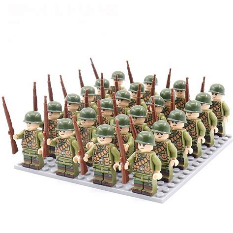 24pcs America Army WWII Soldiers Minifigures Lego Compatible Military Sets