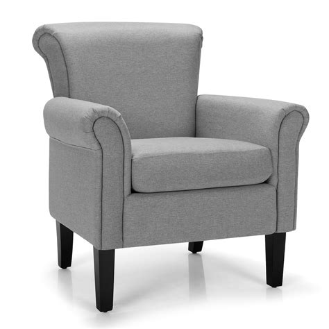 Costway Modern Upholstered Fabric Accent Chair w/ Rubber Wood Legs Dark Gray\Light Grayy | Michaels