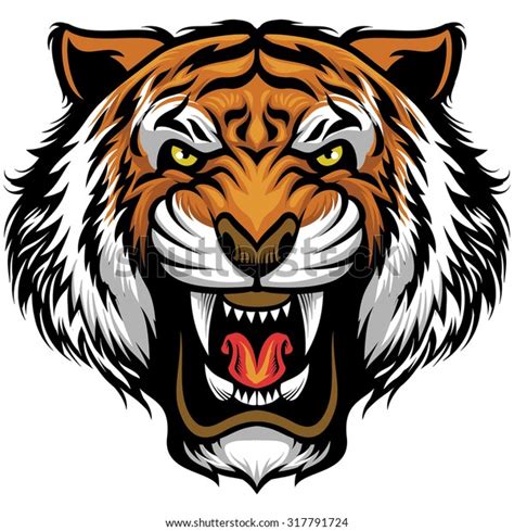 Angry Tiger Face Stock Vector (Royalty Free) 317791724 | Shutterstock