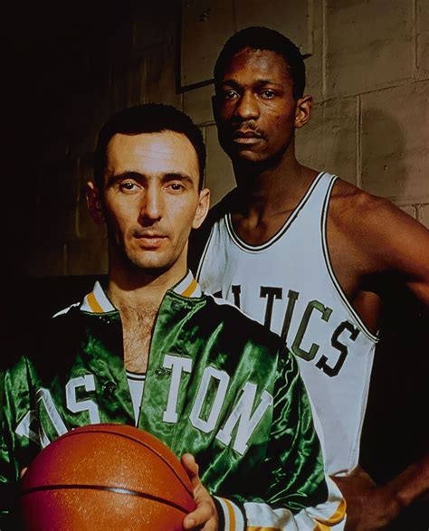 Bob Cousy and Bill Russell pose in the tunnel before Game 5 of the NBA ...