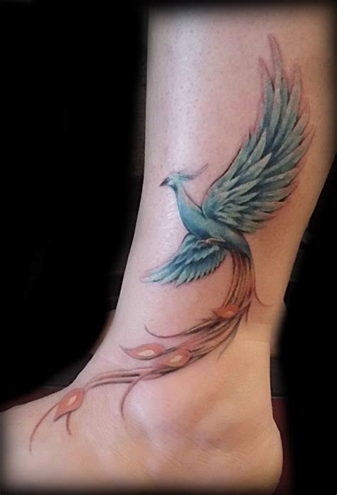 Blue Phoenix tattoo | Feather tattoos, Small phoenix tattoos, Phoenix ...