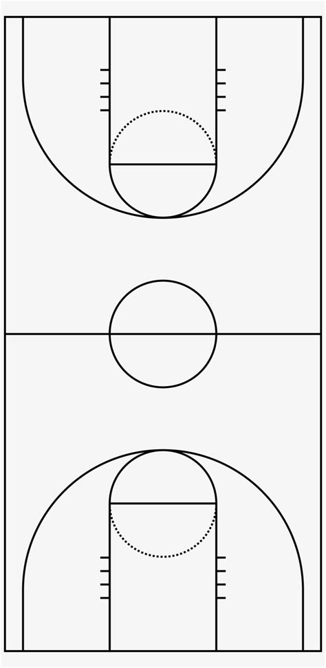 Basketball Court Diagram Vertical Transparent PNG - 1600x3200 - Free ...