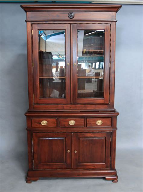 Mahogany Wood Display Cabinet With Cupboard & Drawers | Turendav Australia | Antique ...