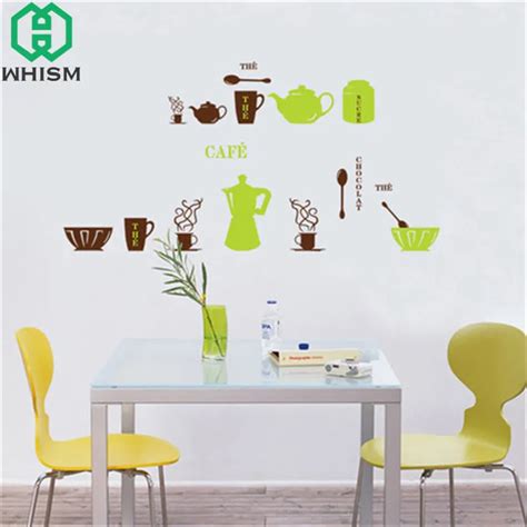 WHISM DIY Kitchen Wall Sticker Removable Coffee Pot Wall Decals Living Room Wallpaper Vinyl ...