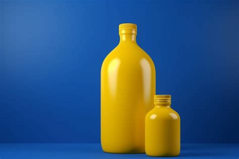 Premium AI Image | A yellow bottle with a small bottle next to it