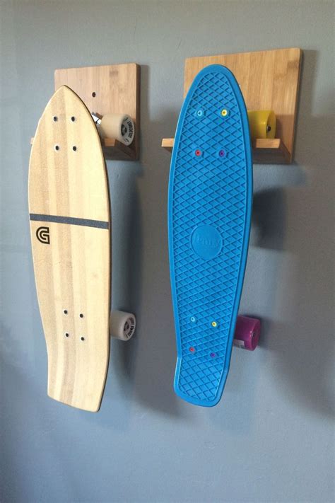 New! Bamboo Skateboard Wall Rack | Skateboard rack, Skateboard storage ...