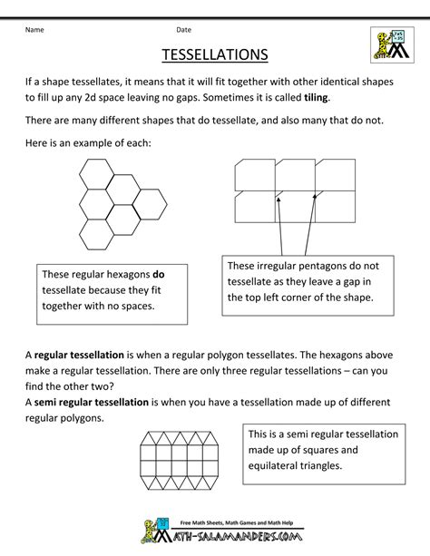 Tessellation Worksheets Pdf – Thekidsworksheet