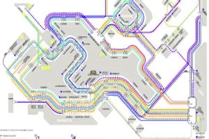 Overview of waterbus lines of Venice. Vaporetto lines through the Canal ...