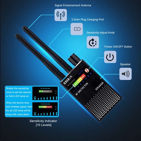 G318 G318A Wireless Signal Bug Detector Anti-Spy Bug Detector GPS ...