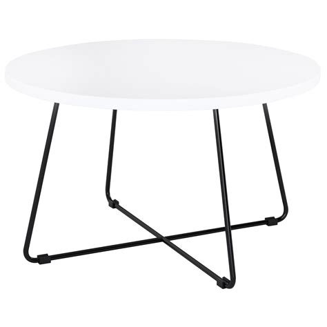 Zion Round Coffee Table 600mm White/Black | OfficeMax NZ