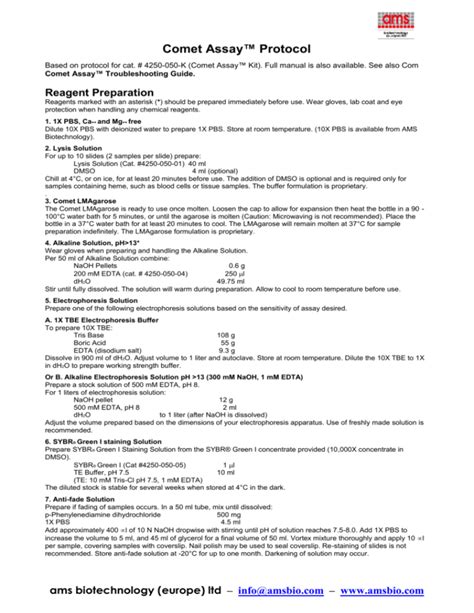 Comet Assay™ Protocol - ImmunoKontact, Immunok