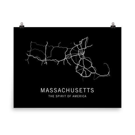 Massachusetts State Road Map // Art Print from Clark Street Press