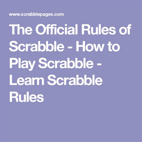 The Official Rules of Scrabble - How to Play Scrabble - Learn Scrabble Rules | Play scrabble ...