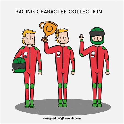 Free Vector | Collection of f1 racing characters