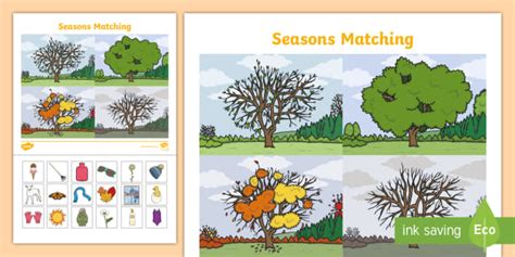 UK Weather Seasons Matching Worksheet - Twinkl