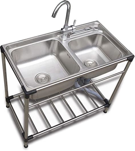 Kitchen Wash Basin Commercial Stainless Steel Sink All-in-One Kit ...