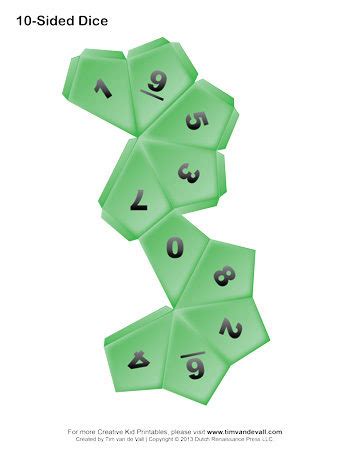 10-Sided Dice - Green - Tim's Printables