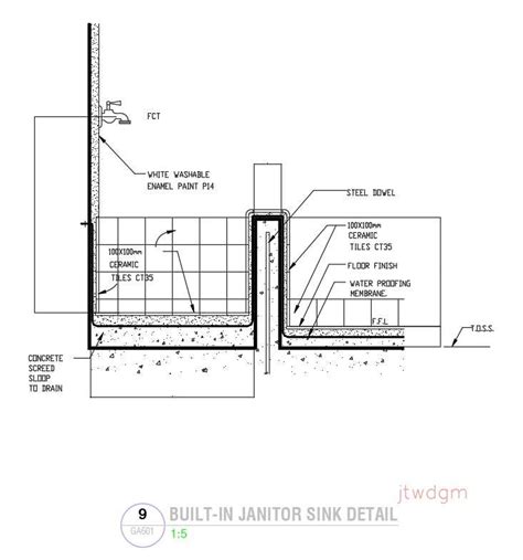 Built-in-janitor sink detail in AutoCAD 2D drawing, dwg file, CAD file - Cadbull