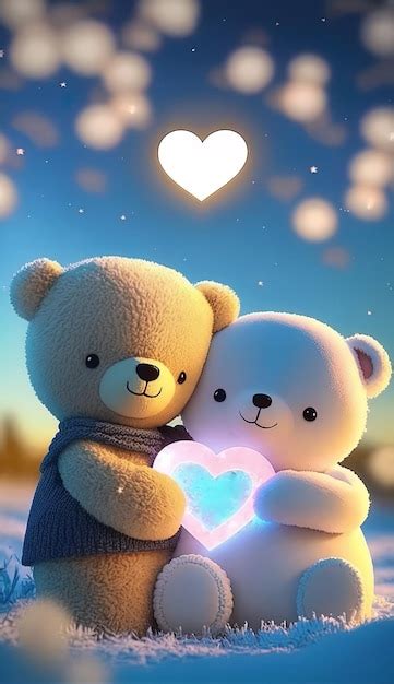 Premium AI Image | two teddy bears are hugging each other and one has a ...