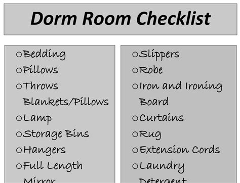 Dorm Room Checklist Printable Download College - Etsy