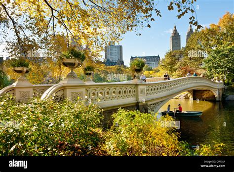 The cast iron Bow Bridge by Calvert Vaux, Central Park, New York City Stock Photo, Royalty Free ...