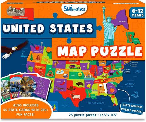 Skillmatics United States Map Puzzle - 75 Piece Jigsaw Puzzle, Educational Toy, Geography for ...