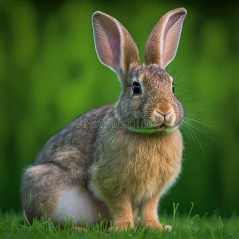 Sedate Easter Polish Rabbit Portrait Full Body Sitting in Green Field Stock Illustration ...