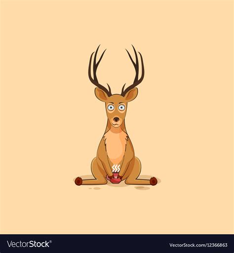 Isolated emoji character cartoon deer Royalty Free Vector