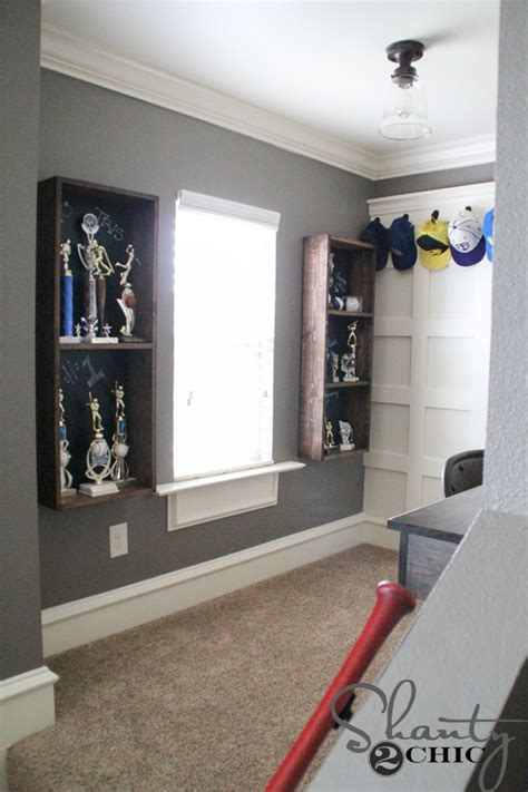 DIY Trophy Case for a Teen Boy Room - Shanty 2 Chic