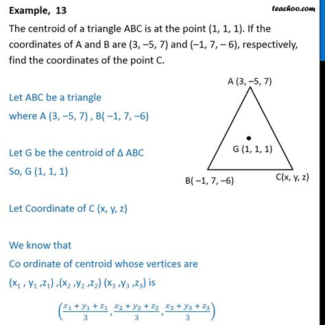 Example 13 - Centroid of triangle ABC is (1, 1, 1) - Section - Centroi