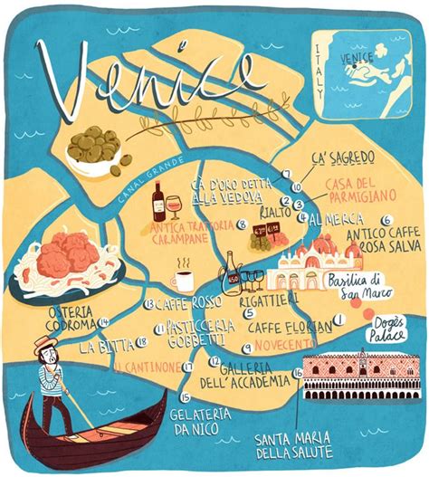 9 Vibrant Illustrated Maps of Venice | Wanderarti