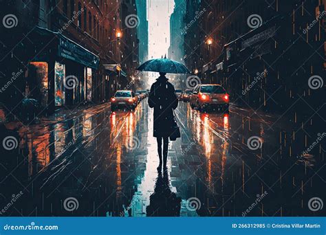 Rear View of a Man Walking with Umbrella in the Rain Made with ...