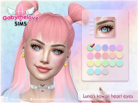 Luna's kawaii heart eyes • E01, contact lenses - The Sims 4 Create a ...