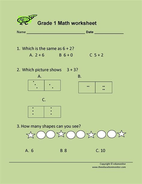 Math printable worksheets 1st grade for kids