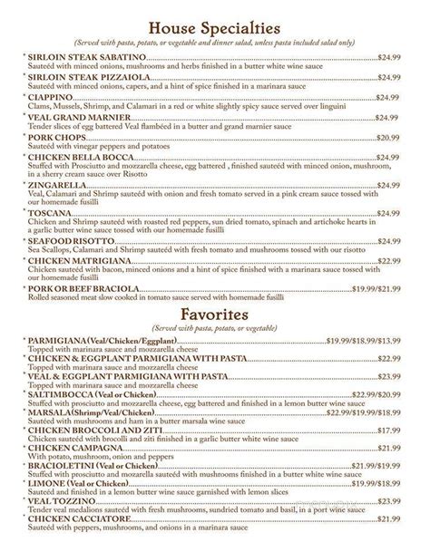 Menu of Sabatino's in Wakefield, MA 01880