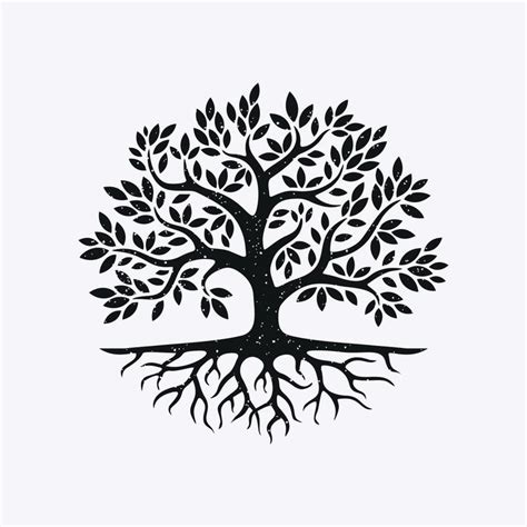 Silhouette vector of tree and root with black white color | Tree of ...