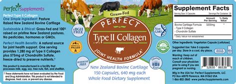 Perfect Type II Collagen - Bovine Cartilage Sourced From New Zealand Pasture Raised (Grass Fed ...