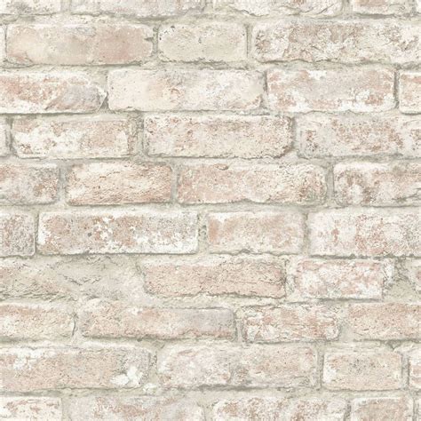 Brewster Washed Denver Brick Peel & Stick Wallpaper White | Brick ...