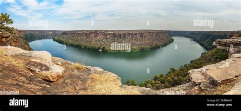 Panorama of Chambal valley river near Garadia Mahadev temple. Kota. India Stock Photo - Alamy