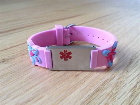 Medical alert bracelets for kids light pink by IcetagsID on Etsy