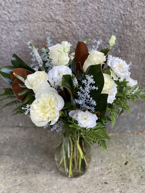 Winter White Garden Style Flower Arrangement | White Winter Flowers