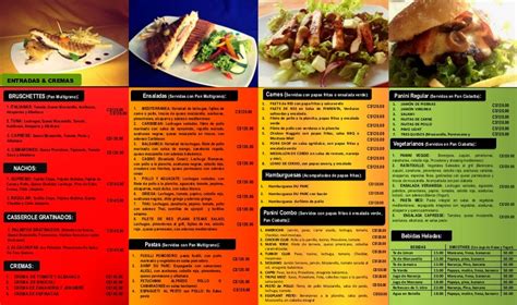 Menu cafe du parc faltante de 4 bebidas calientes