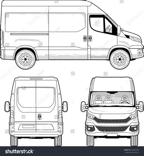 Van Side Back Front View Elements Stock Vector (Royalty Free) 391847746 | Shutterstock