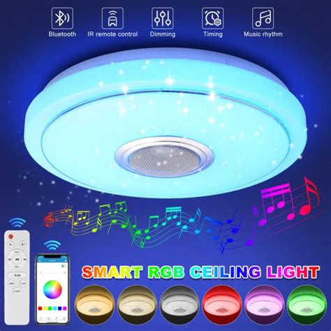 SMART LED Ceiling Light Dimmable RGB Bluetooth Music Speaker Lamp Room 36W $20.99 - PicClick