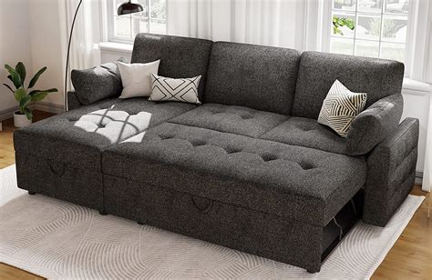 PaPaJet Pull Out Sofa Bed, Modern Tufted Convertible Sleeper Sofa, L Shaped Sofa Couch with ...