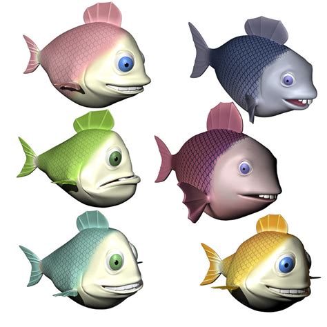 3ds max fish cartoon characters rigged