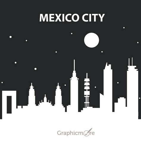 Mexico City Skyline At Night Free Vector File Design